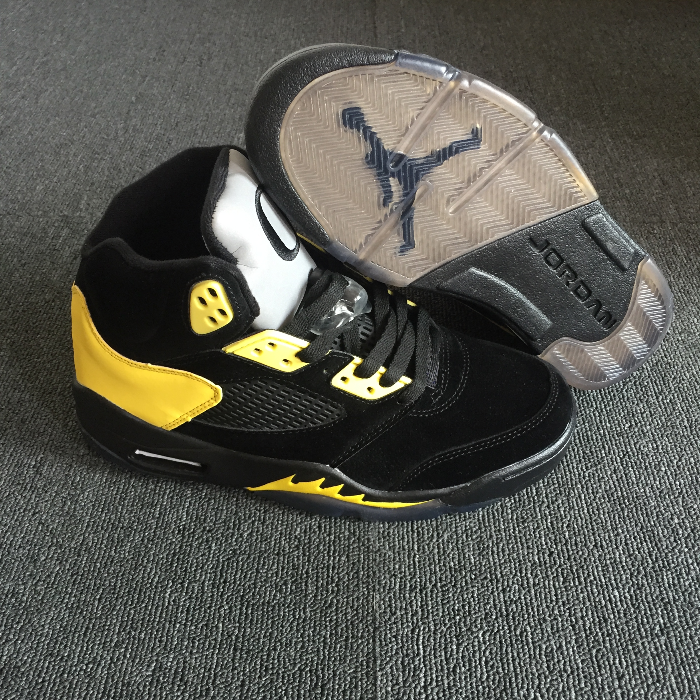 2018 Air Jordan 5 Oregon PE Black Yellow Shoes - Click Image to Close